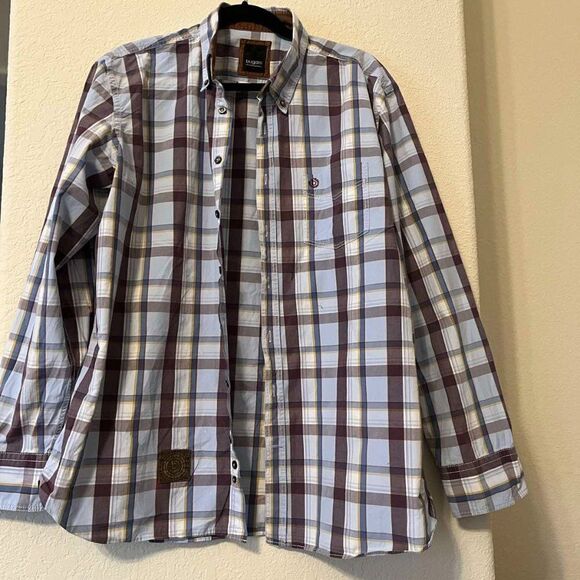 Bugatti Horst Marx Men's Long Sleeve Shirt in Brown/ Blue Checkered size XL - Picture 5 of 14